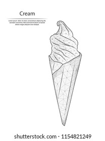 Abstract image ice cream in the form of lines and dots, consisting of triangles and geometric shapes. Low poly vector background.