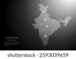 Abstract image India map from point Gray and glowing stars on a dark background. Vector illustration eps 10.