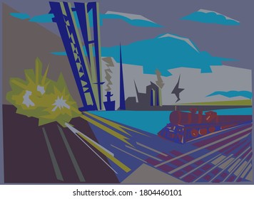abstract image of an industrial city