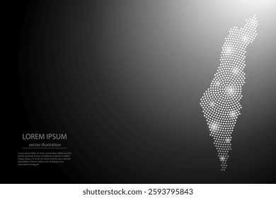 Abstract image Israel map from point Gray and glowing stars on a dark background. Vector illustration eps 10.