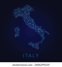 Abstract image Italy map from point blue and glowing stars on a dark background. vector illustration.

