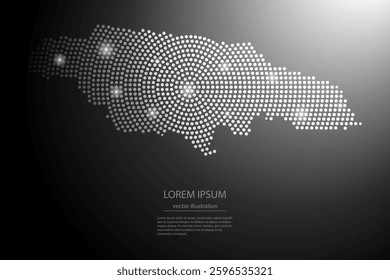 Abstract image Jamaica map from point Gray and glowing stars on a dark background. Vector illustration eps 10.