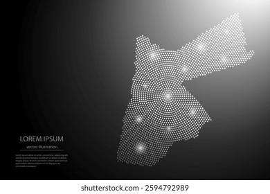 Abstract image Jordan map from point Gray and glowing stars on a dark background. Vector illustration eps 10.