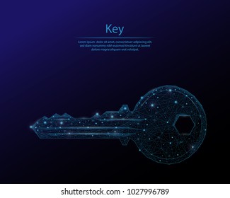 Abstract image of a key in the form of the constellation. Consisting of points and lines. Low poly vector background.