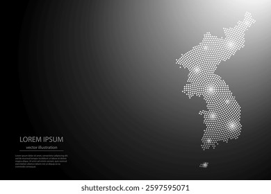 Abstract image Korea map from point Gray and glowing stars on a dark background. Vector illustration eps 10.