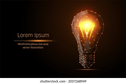 Abstract image of a lamp bulb consisting of points, lines, and shapes. Vector business illustration. Space poly, stars and universe.vector illustration, triangle,plexus,low poly,dot