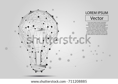 Abstract image of a lamp bulb consisting of points, lines, and shapes. Vector business illustration. Space poly, stars and universe