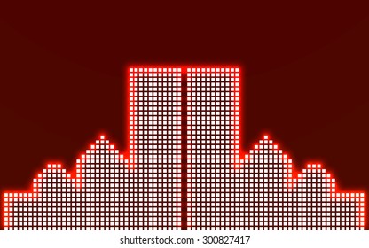 Abstract image of a large night city in neon. Vector illustration. Eps 10 