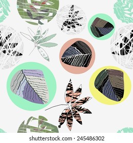 Abstract image of leaves on a white background. Seamless.