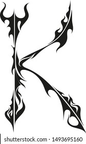 An abstract image of the letter "K" stylized as flames. Can be used for tattoos and other purposes.
