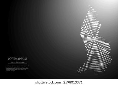 Abstract image Liechtenstein map from point Gray and glowing stars on a dark background. Vector illustration eps 10.
