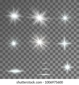 Abstract image of lighting flare. Set.