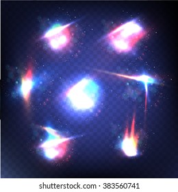 Abstract image of lighting flare. Set