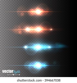 Abstract image of lighting flare. Set of color lights