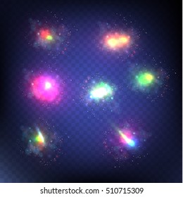 Abstract image of lighting flare. Set