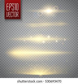 Abstract image of lighting flare. Set of golden lights