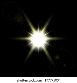 Abstract image of lighting flare. Vector Shining sun. Sun with lens flare, vector background.