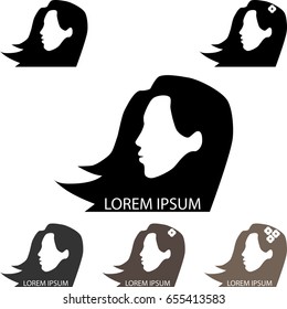 Abstract image of the logo, the girl's face with long hair