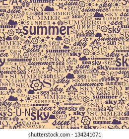 Abstract image made from words which relate with summer and holiday