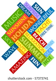 Abstract image made from words which relate with summer and holiday