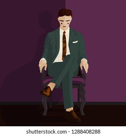 abstract image of a man in a suit sitting in a chair.