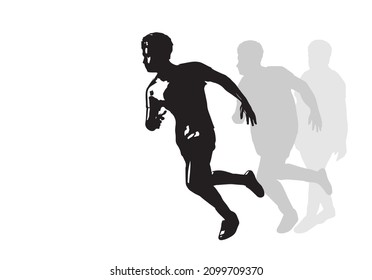 Abstract image of a man who lost weight by running. Vector illustration