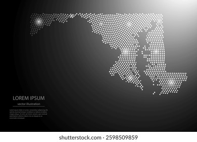 Abstract image Maryland map from point Gray and glowing stars on a dark background. Vector illustration eps 10.