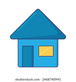 Imagen Abstractas del ícono de la instalación médica. Casa de refugio, elemento de caricatura médica para el diseño moderno y retro. Pictograma de Vector de color simple aislado sobre fondo blanco
