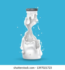 An abstract image of a melted milk bottle, changing shape, vector illustration and design.