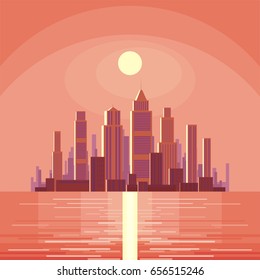 Abstract image of a modern city. Cityscape with skyscrapers. Vector background for design presentations, brochures, web sites and banners.