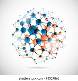 Abstract image of the molecular structure in the form of a sphere. Eps 10