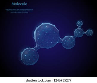 Abstract image Molecule in the form of a starry sky or space, consisting of points, lines. Low poly vector background.