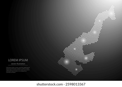 Abstract image Monaco map from point Gray and glowing stars on a dark background. Vector illustration eps 10.