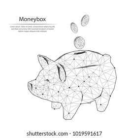 
Abstract image moneybox in the form of lines and dots, consisting of triangles and geometric shapes. Low poly vector background.