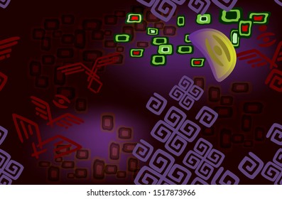 Abstract image of moon in the style of ancient Indians. Seamless pattern. EPS10 vector illustration.