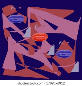 abstract image of multi-colored lines with lip segments
