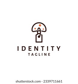 Abstract image of mushroom and price tag. mushroom shop logo icon design template flat vector