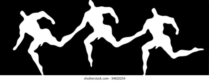 Abstract image of naked men running one by one