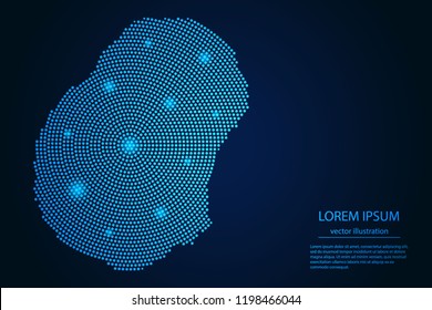 Abstract image Nauru map from point blue and glowing stars on a dark background. vector illustration. 
