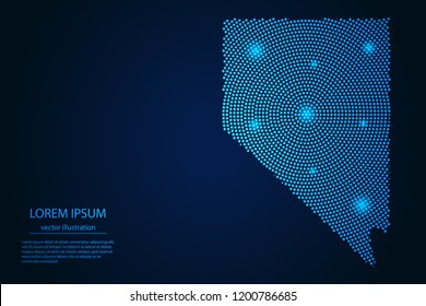 Abstract image Nevada map from point blue and glowing stars on a dark background. vector illustration. 