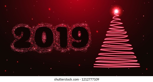 Abstract image of a New Year tree. Christmas vector concept.