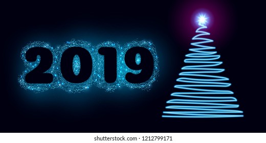Abstract image of a New Year tree. Christmas vector concept.