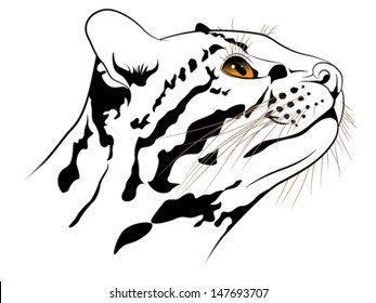 The abstract image of a ocelot executed in the form of a tattoo