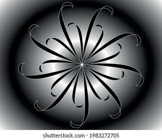 Imagen abstracta sobre gradiente circular en blanco y negro