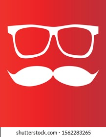
abstract image on a red background with glasses and a mustache