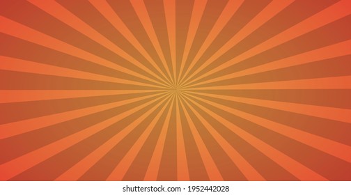 Abstract image, orange rays of the sun on a red background - Vector illustration