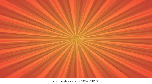 Abstract image, orange rays of the sun on a red background - Vector illustration