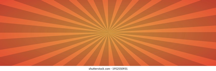 Abstract image, orange rays of the sun on a red background - Vector illustration