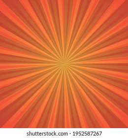 Abstract image, orange rays of the sun on a red background - Vector illustration