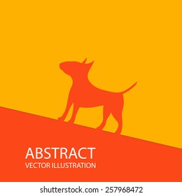 Abstract image in orange.Bull terrier dog
